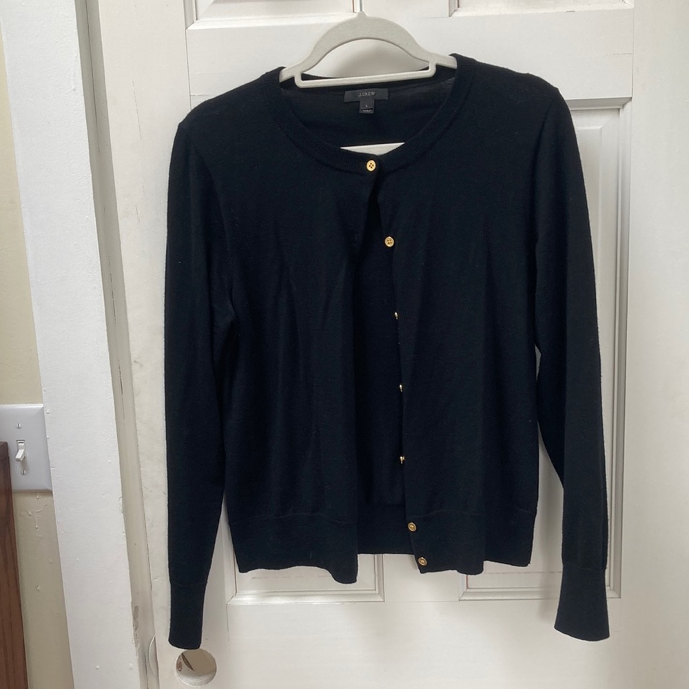 Black J Crew Merino Wool Cardigan